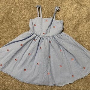 Janie and Jack Light Blue Embroidered Flag Sundress for Kids size 7